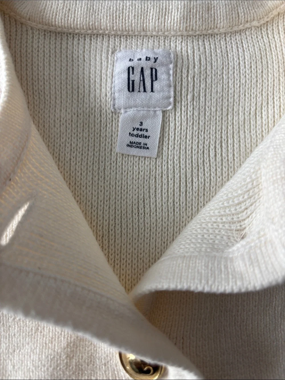 Baby GAP Cream Knit Cardigan with Gold Buttons